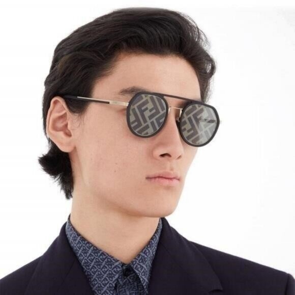 💯- New Authentic Fendi Pattern Pilot Men's Sunglasses FE40040U 02C 51 - Picture 1 of 13